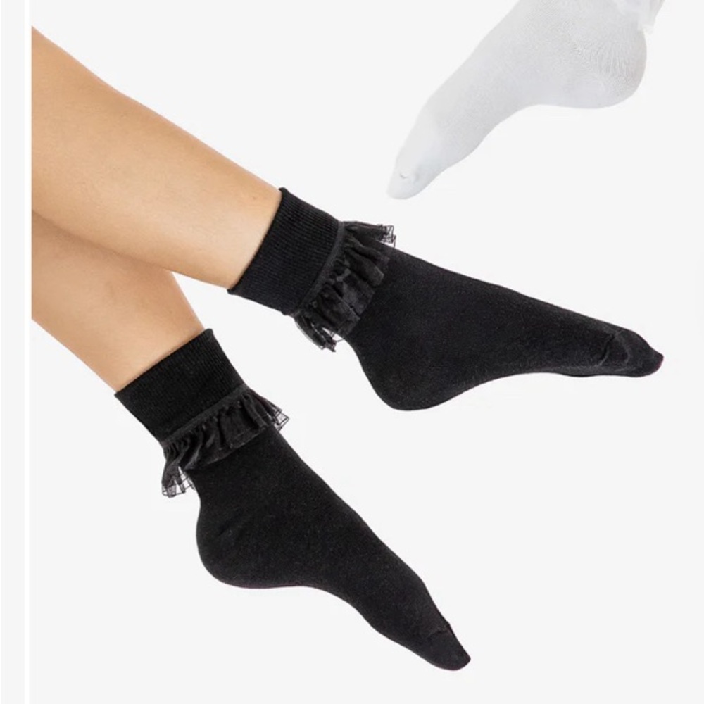 American Apparel Black Ruffle Socks